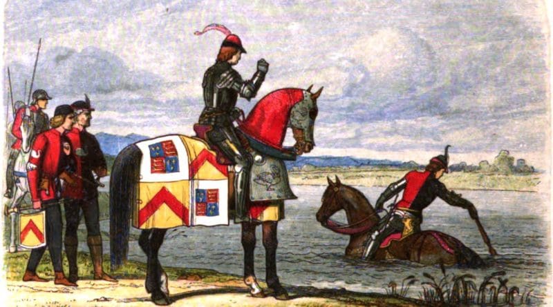 Buckingham's Rebellion. The Duke of Buckingham finds the River Severn swollen, blocking his route to support the rebellion against King Richard III