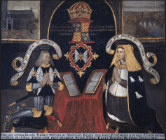 A Copy of the East Window in Loddon Church, with the Kneeling Figures of Sir James Hobart (1436–1507), PC, MP, JP, and His Third Wife, Margaret Naunton (d.1494), Lady Hobart, the Widow of John Dorward. British (English) School. National Trust, Blickling Hall
