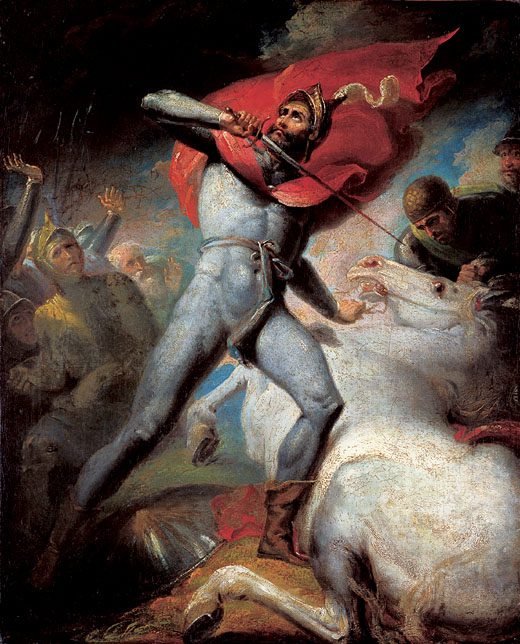 Painting by Henry Tresham representing Warwick's alleged vow prior to the Battle of Towton