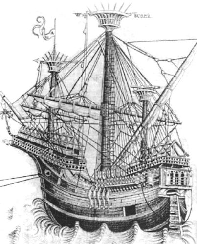 Ship similar to those used in the North Sea by the English during the 1460's.