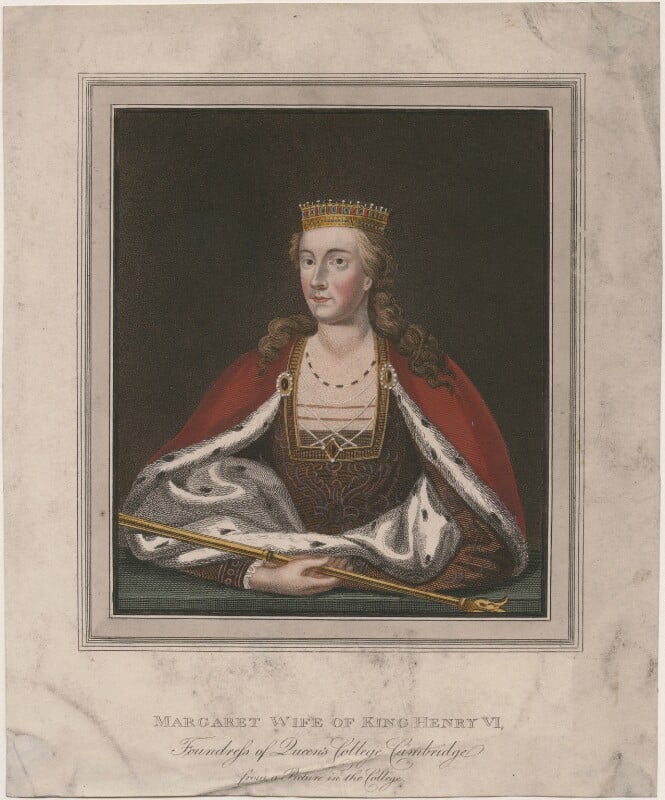 Called Queen Margaret of Anjou after Unknown artist hand-coloured line and stipple engraving, probably late 18th century NPG D9415 © National Portrait Gallery, London
