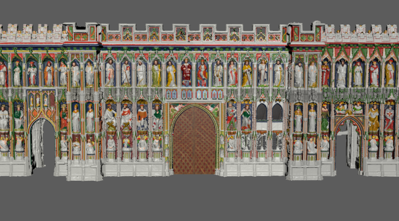 Image Screen at Exeter Cathedral. Re-imagined polychromy