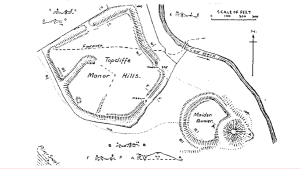 Map showing the sites of Maiden Bower and Cock Lodge at Topcliffe