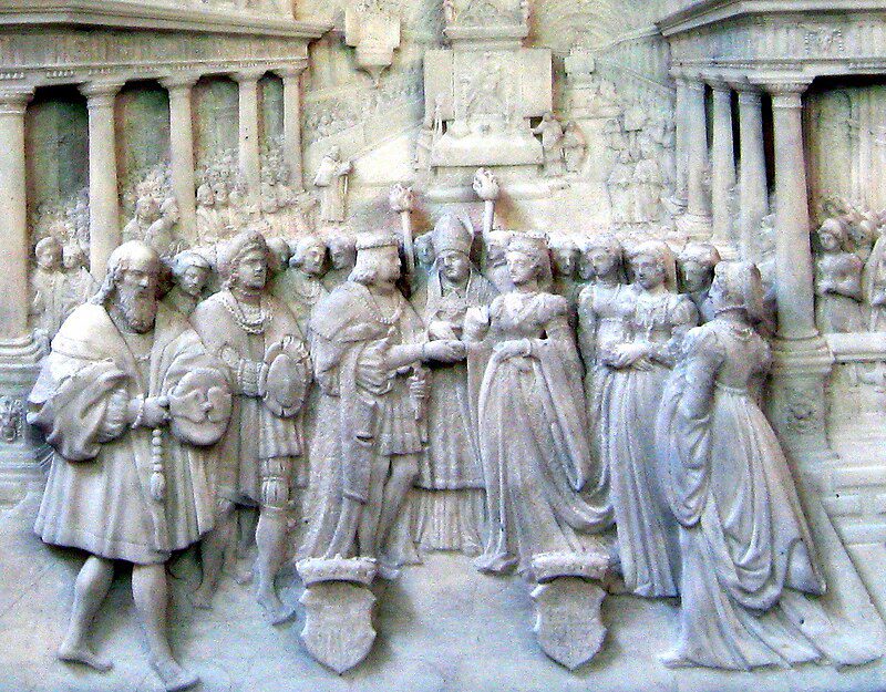 The wedding of Mary and Maximilian, Relief No.1, The Cenotaph of Emperor Maximilian in Innsbruck