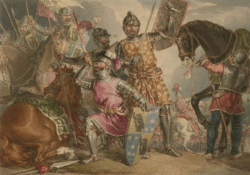 Richard Neville, 16th Earl of Warwick, Edward IV of England, and Richard III of England stand together in William Shakespeare's rendition of the Battle of Towton in Henry VI, Part 3.