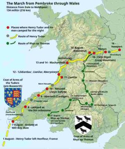 Henry Tudor's march from Milford Haven to the Battle of Bosworth