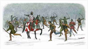 Depiction of tactics at the Battle of Towton. One of the major Battles of the Wars of the Roses.